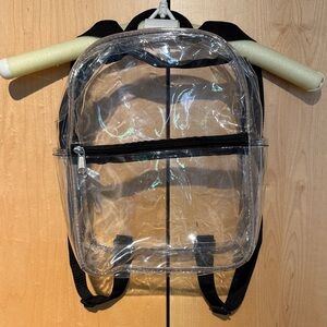 Small Clear Transparent Backpack with Black Trim